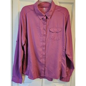 44 DEGREES NORTH Button Up SHIRT XL PINK WOMENS Blouse Lightweight Long Sleeve
